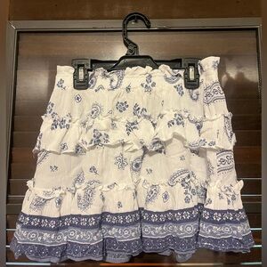 Ocean Drive Blue and White ruffle Mini Skirt